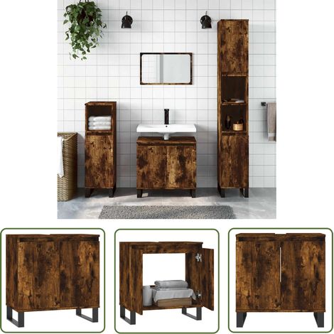 Maison Exclusive Badschrank Räuchereiche 58x33x60 cm