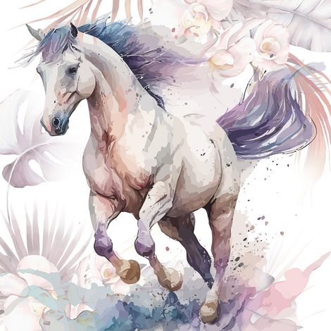 Papier peint panoramique Enfants - Cheval - 130 cm x 130 cm (1/2)