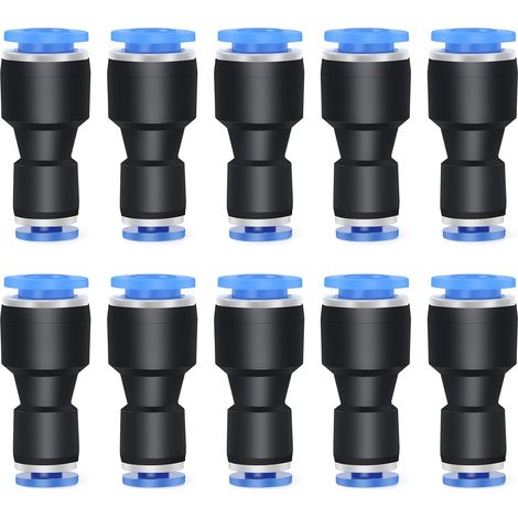 20 pezzi Raccordi di collegamento riduttori dritti 10 mm OD x 8 mm OD, connettore riduttore per tubo flessibile pneumatico (1/5)