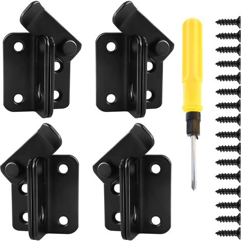 Verrou Porte Coulissante Alliage Aluminium 4 Pièces 90/180 Degrés Noir (1/5)