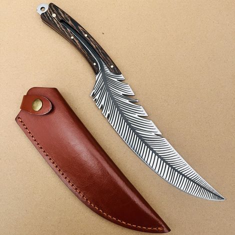 Couteau de chef professionnel, couteau à désosser à lame tranchante forgée à la main en acier à haute teneur en carbone, couteau de cuisine avec étui pour la cuisine et l'extérieur