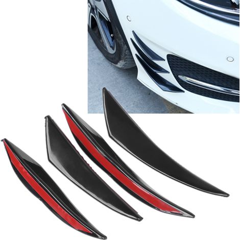 Kit de 4 lames d'air universelles en caoutchouc noir brillant pour modification du pare-chocs avant de voiture déflecteur de flux d'air et kit carrosserie (1/5)