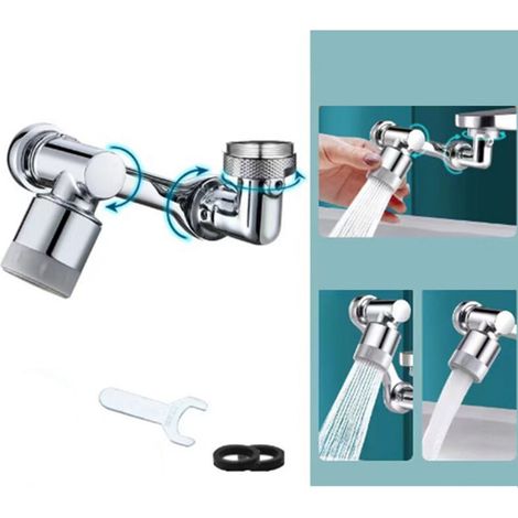 1080° Swivel Extension Faucet Multifunctional Faucet Aerator Swivel Faucet Extension with Aerator 2 Modes Adapter Faucet with Universal Aerator Brass (1/4)