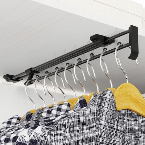 Tringle Coulissante Penderie,25 CM Tringle de Penderie Extensible,RéGlable Longueur Porte Cintre Coulissan,RéGlable Longueur pour Les Armoires et Les Zones de Rangement (25 CM) (1/3)