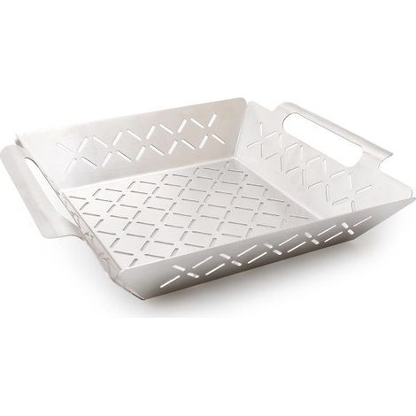 Primaster Grillkorb Edelstahl 27 x 22 x 5 cm Grillzubehör Grillpfanne Grillwok