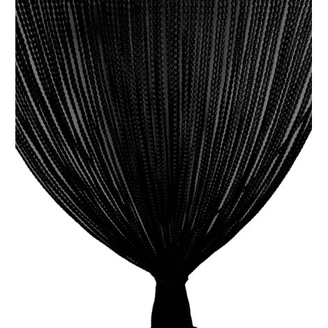 RIDEAU MOELLEUX MARIEL © AVEC PERLES en tissu doux Anti Bruit Insectes avec Fils NOIR Cm. 120x220