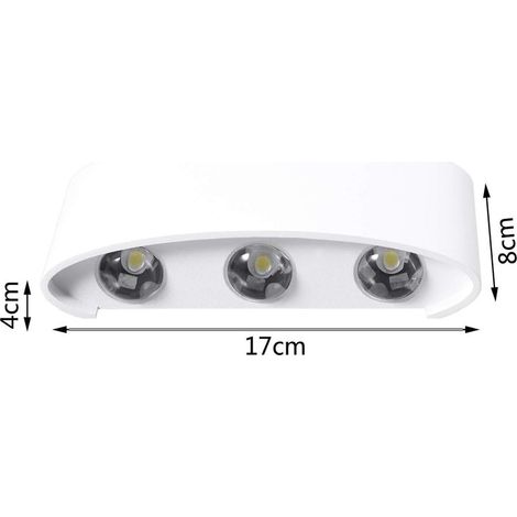 Applique LED extérieur 6W Applique LED blanc chaud IP65 éclairage mural moderne effet lumineux haut et bas en aluminium (blanc 6W blanc chaud)