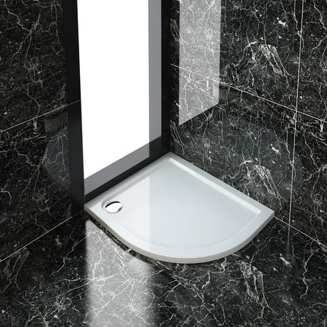 ELEGANT 900 x800 x 40 mm Quadrant Stone Tray RIGHT for Shower Enclosure Cubicle + Waste Trap (1/3)