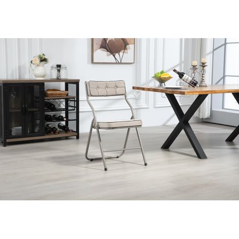 Silla comedor plegable con respaldo acolchado khaki OKMYHOME (1/3)