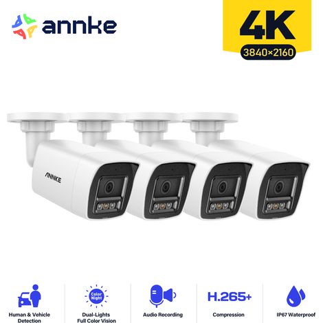 ANNKE 4×4K IP PoE Camera Outdoor CCTV with Smart Human/Vehicle Detection IR Night Vision IP67 Weatherproof Email Alert CCTV Camera (1/5)