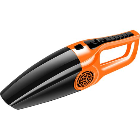 Aspirateur portable orange et noir 12V 120W pour véhicules, aspirateur eau et poussière, mini aspirateur de voiture (1/5)