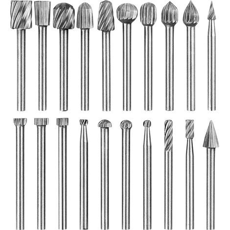 Set di 20 punte per fresatrice rotativa HSS, punte per incisione in acciaio rapido con diametro di 3 mm, ideali per il fai da te, la lavorazione del legno, la micro-incisione e la foratura. (1/5)
