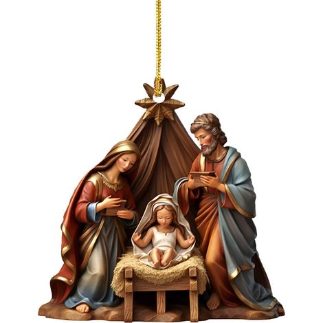 Ornement De Scène De Nativité - Acrylique 8 cm - Décoration Arbre De Noël Intérieur - Lot De 1 Pièce (1/5)