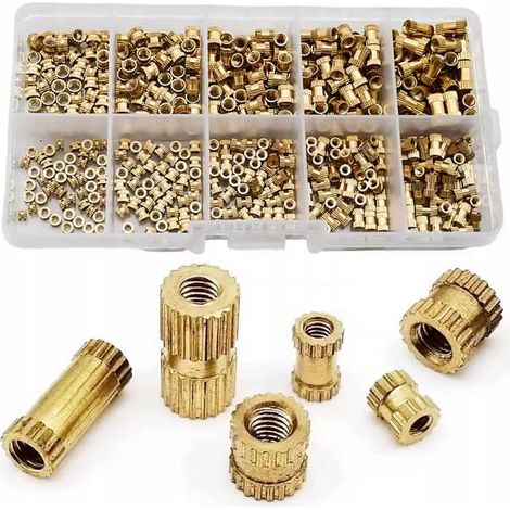 Ecleanfy - Jeu de 520 inserts filetés M2/M2.5/M3 – Laiton Inserts sculptés Pour plastique, imprimante 3D, ordinateur portable Dans un organiseur (1/5)