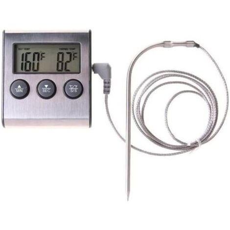 0-300℃ Thermomètre de cuisine avec sonde, Thermomètre et Minuteur Cuisine, Thermomètre digitale a sonde pour viande,barbecue (1/4)
