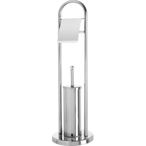 Dérouleur papier toilette et brosse WC métal chromé (1/4)