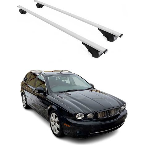 OMAC Barres de toit pour Jaguar X-Type Break 2002-2009 – TÜV / DIN 75302:2019 – Antivol inclus – Charge max 75 kg – 2 barres Argent (1/4)