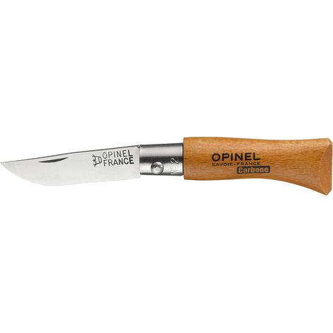 Couteau Opinel N°2 mini – Lame acier carbone 3,5 cm – Pour coupes précises – Manche en bois de hêtre verni (1/2)