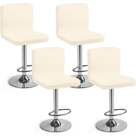 Housses de tabouret de bar extensibles, lot de 4, crème, lavables, universelles (1/5)