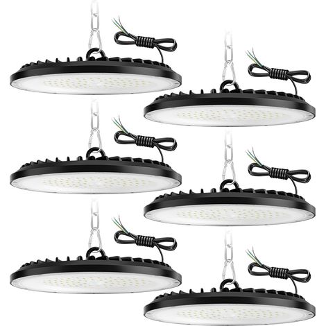 200W UFO LED High Bay Light, 30000LM, 6000K blanc froid UFO LED atelier lumière, IP65 imperméable à l'eau lampe，Convient aux usines, garages et entrepôts (6 Pack,200W) (1/5)