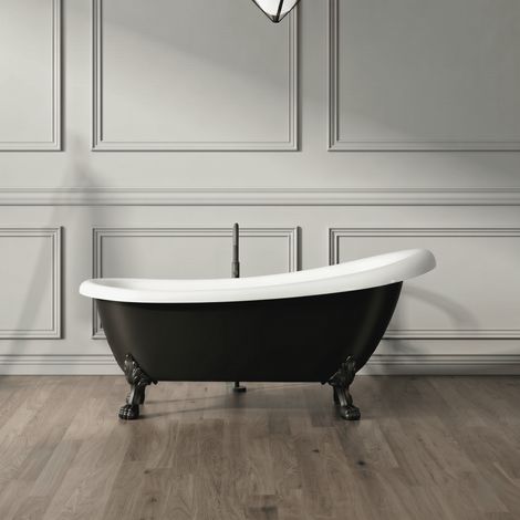 Bañera con patas RICHMOND NEGRA  171 cm patas LEÓN NEGRAS