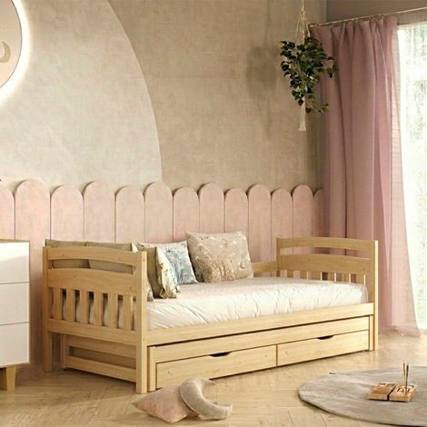 Letto a scomparsa 90x200 con rete a doghe e cassetti inclusi Tosia Legno (1/5)
