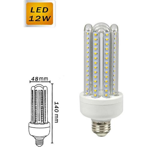 Trade Shop - Lampadina Led E27 Da 12 W Luz Calda 3000k Naturale 4000k Fredda 6500k 4u-01t -
