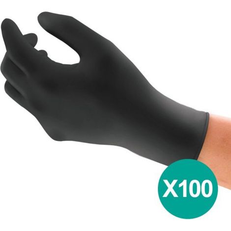 MICROFLEX® 93-852 - Gants jetables en nitrile, sans latex, sans poudre, L, noirs, 100 pièces (0,12-0,15 mm) (1/5)