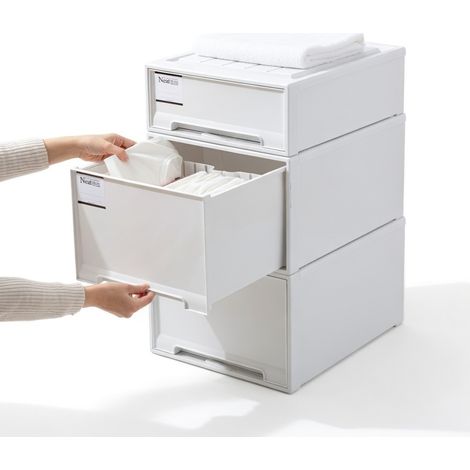Tiroir de rangement en plastique transparent avec couvercle (1/5)