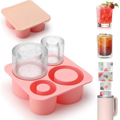 Eiswürfelform Passend für Stanley Cups Silikon-Eiswürfelform Mit 4 Fächern und Deckel BPA-frei Eiswürfelform für Stanley Cups Geeignet für Becher 590 (1/5)