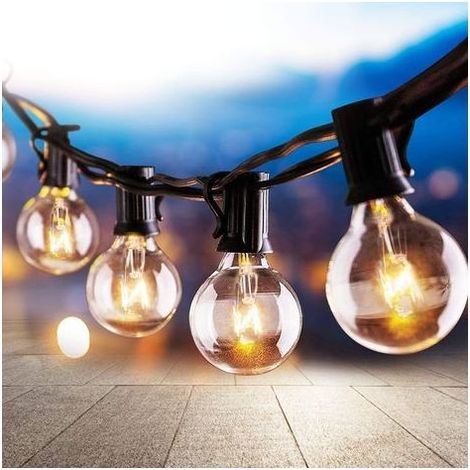 TAISHENGDA Lichterkette für den Außenbereich, 7,62 m lang, mit 25 G40-Glühbirnen, warmweißes Bistro-Lichterkettenlicht für Garten, Terrasse, Party, Hochzeit, Café, Innendekoration (1/5)