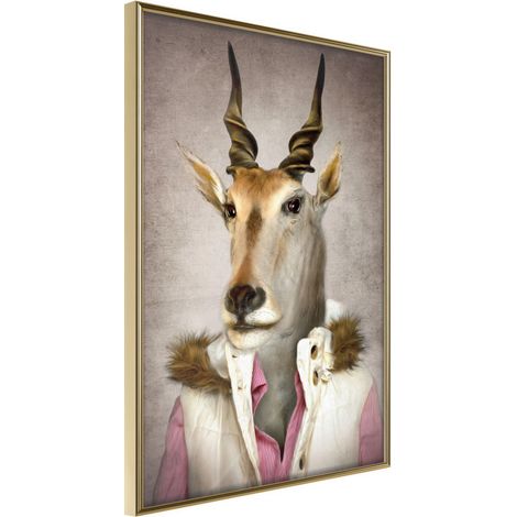 Affiche Murale Encadrée "Animal Alter Ego Antelope" 40 x 60 cm Or (1/2)