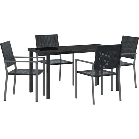 Maison Exclusive - Ensemble de salle à manger pour jardin 5 pcs Noir Rotin PE (1/5)