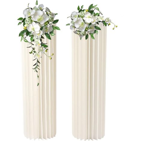 Hochzeit Tafelaufsätze Karton Vasen - 2 Pcs 39.4in hohe Blume Vase Blumen Stehen für Party Tische Dekorationen - Elegante Bulk-Hochzeiten Dekoration Tabelle Zylinder Tafelaufsatz Steht (1/5)
