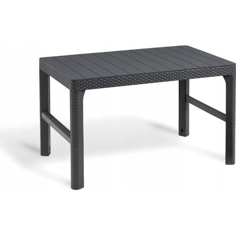 Keter – Table de jardin en polyrotin graphite – 2 en 1 table basse et table à manger – Résistante aux intempéries – Dimensions 116 x 71,5 x 66,5 cm