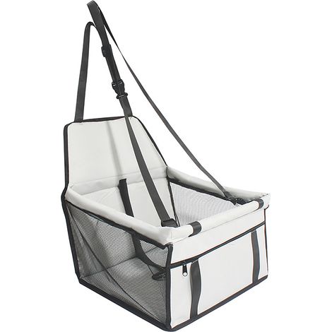 Siège de sécurité pour animaux de compagnie, imperméable, détachable, respirant, en tissu Oxford, rehausseur pour chiens pesant moins de 10kg, gris clair (1/5)
