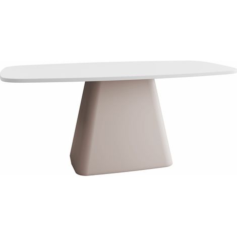Table basse Oswego 158, Blanc + Cachemire, 48x60x120cm, Diamètre: 0, Stratifié, Angulaire (1/3)