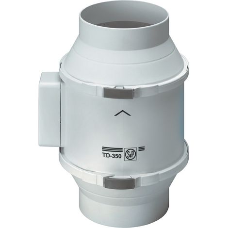 Unelvent – Extracteur axial TD350-S – Débit d’air 350m3/h – Aérateur intercalé pour espaces confinés – Technologie silencieuse