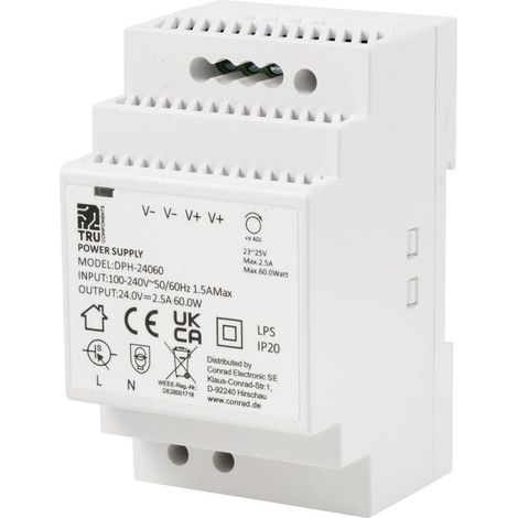TRU COMPONENTS TC-10580820 Alimentatore per guida DIN 24 V/DC 2.5 A 60 W Num. uscite:1 x Contenuto 1 pz.