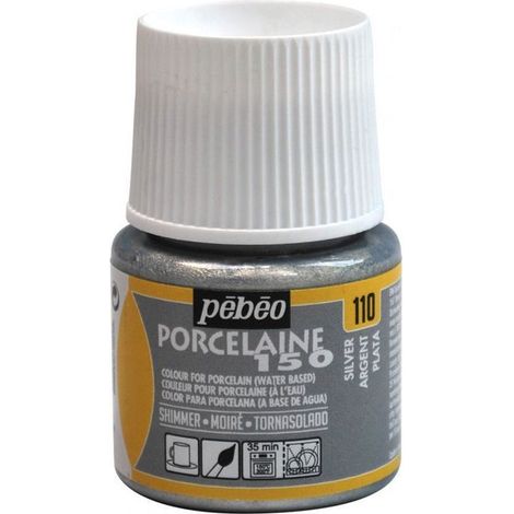 Peinture porcelaine - Pébéo - 150 - Argent moiré - Flacon 45ml - Cuisson 150°C (1/4)