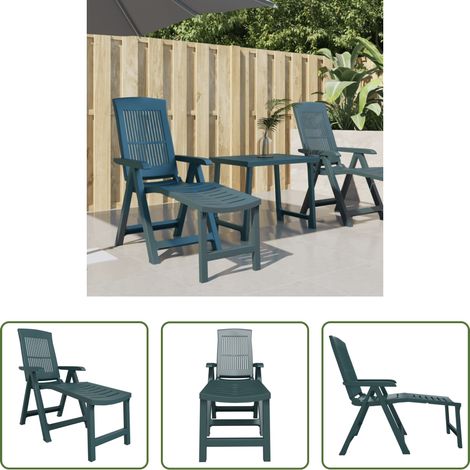 Chaise longue jardin - Chaise longue vert plastique (1/5)