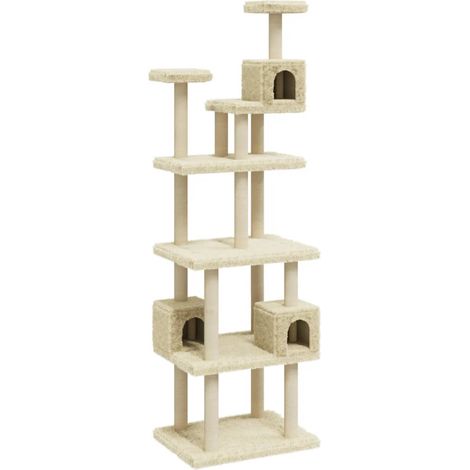 Tiragraffi per gatti Mobili per arrampicata su torre Tiragraffi piattaforma da arrampicata con tiragraffi in sisal 188 cm crema 020022506