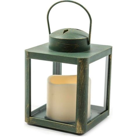 Lanterna natalizia in plastica con candela led per decorazioni natalizie h 17 cm -Rosso (1/4)
