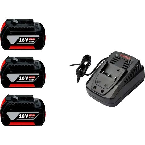 Batterie, 18V, capacité de 8000mAh, 8.0AHX3-chargeurX1 (1/2)