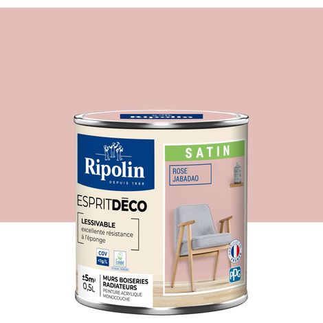 Ripolin – Peinture murale satin 0,5L rose jabadao – Ultra-couvrante pour murs et boiseries – Lessivable et facile à entretenir – Fabriquée en France (1/5)