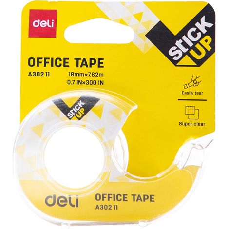 DELI Cinta adhesiva transparente 18mmx7,62m