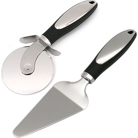 Roulette Pizza,Coupe Pizza,Découpe Pizza en inox,Coupante Couteau de Pizza,Pizza Cutter,Poignée Ergonomique antidérapante Silicone (1/4)
