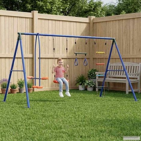 Équipement de jeu extérieur : Kart à pédale avec siège ajustable Bleu jeu extérieur enfant, aire de jeu jardin, balançoire enfant , pour jardin, usage domestique , enfant 3-8 ans (1/5)
