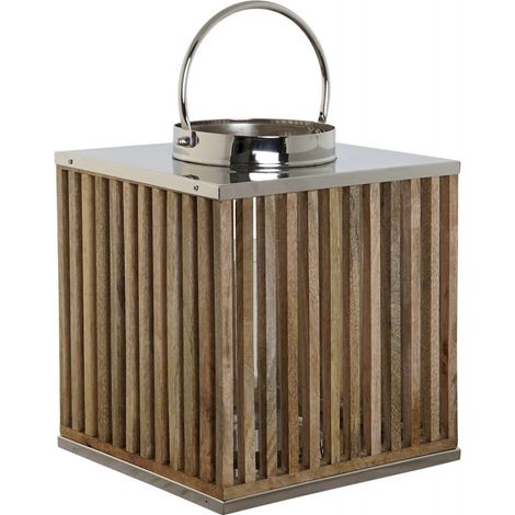 Bougeoir bois et verre pour élégance intérieure - Brun naturel avec touches argentées (1/4)