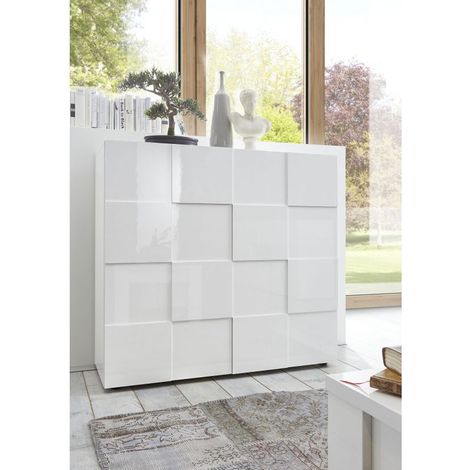 Buffet haut moderne laqué blanc brillant Milenor (1/3)